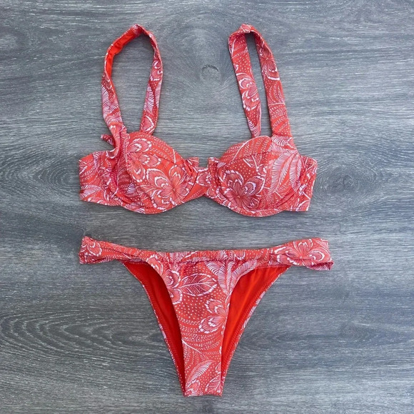 Rip Curl Rio Floral Balconette & Skimpy Bottoms, hot orange - Picture 2 of 16